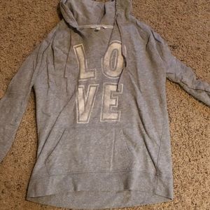 V-neck hooded sweatshirt